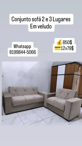 Conjunto sofá 2 e 3 lugares em veludo novos