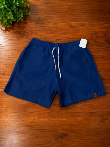 Short azul linho com algodão 