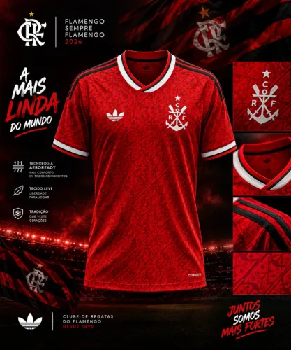 Terceira camisa Vermelha Flamengo 2026 2027