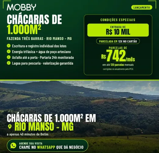 Chácara 1.000m em Rio Manso com escritura e registro!