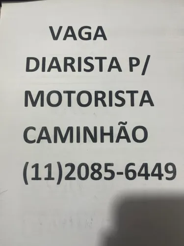 DIARISTA MOTORISTA CAMINHÃO