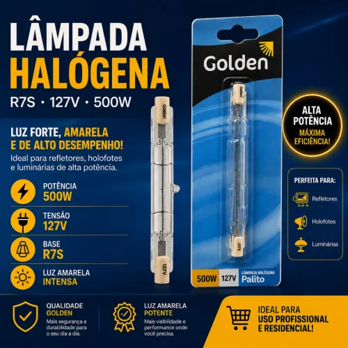 Lâmpada Halógena Refletor Palito 500W 127V