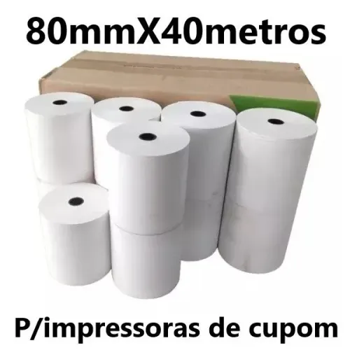 Bobina 80mm 40 metros papel impressao para impressora termica