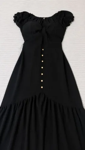Vestido preto longo de festa 