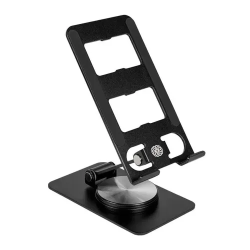 Suporte Para Celular Smartphone Zinnia Lotus, Preto,Liga de alumínio ZNO-LTUS-AL01