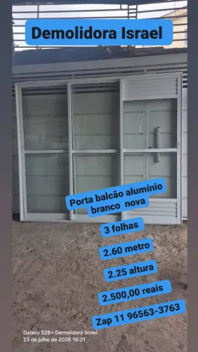 Porta balcão alumínio branco nova