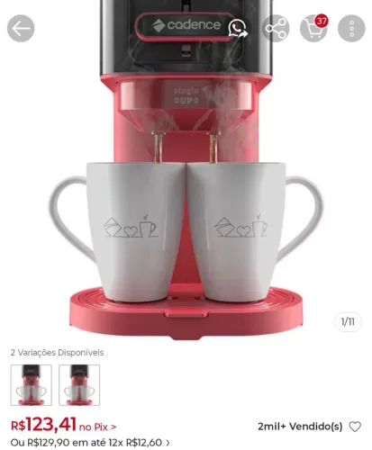 Vendo cafeteira que faz café para até 2 pessoas.