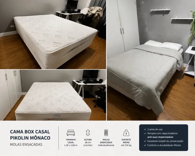 Colchão Pikolin Mônaco Casal (Molas Ensacadas, Impecável)