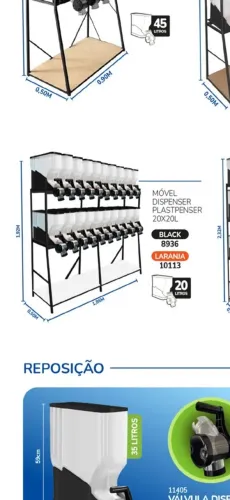 MÓVEL DISPENSER PLASTPENSER 20X20L preto
