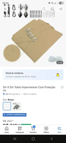 Toldo impermeável