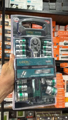 20 pcs Kit maleta ferramentas 1/2 soquete catraca 20
