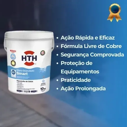 HTH Cloro Smart BD 10kg Granulado Multi Aça Piscina Cristalina