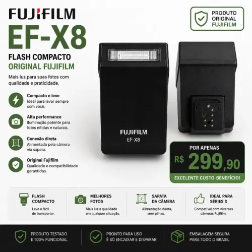 Flash Fujifilm EF-X8 Original Compacto para Câmeras Série X