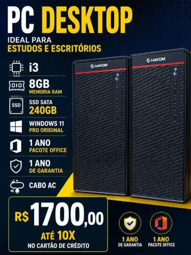 COMPUTADOR DESKTOP PARA ESCRITÓRIOS E ESTUDAR