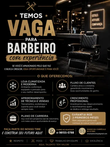 Vaga para barbeiro com experiência 