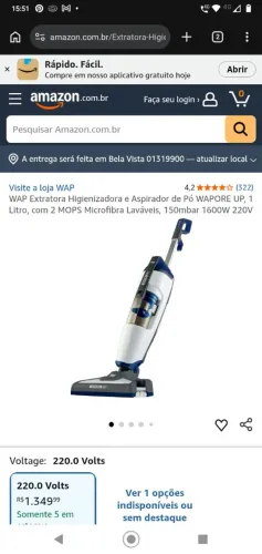 Aspirador e higienizador Wap wapore UP.