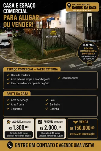 Alugo ponto comercial/casa