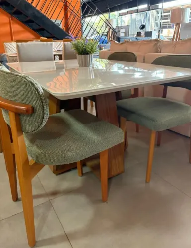 MESA ATLANTA 135 x 90 C/ 4 CADEIRAS SANTORINE*<br>