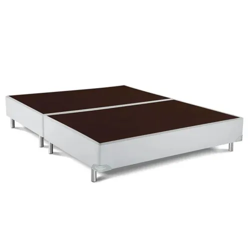Base Box Super King Bipartida Ortobom Corino Branco - 193x42x203cm