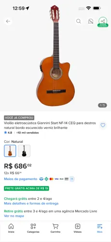 Violão eletroacústica Giannini Start NF-14 CEQ para destro