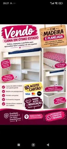 Beliche planejada com gavetas, baú e escrivaninha 