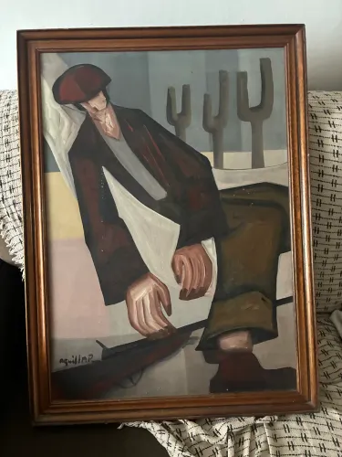 Quadro Pintura Aguillar Navarro Original com Moldura (50x70cm)