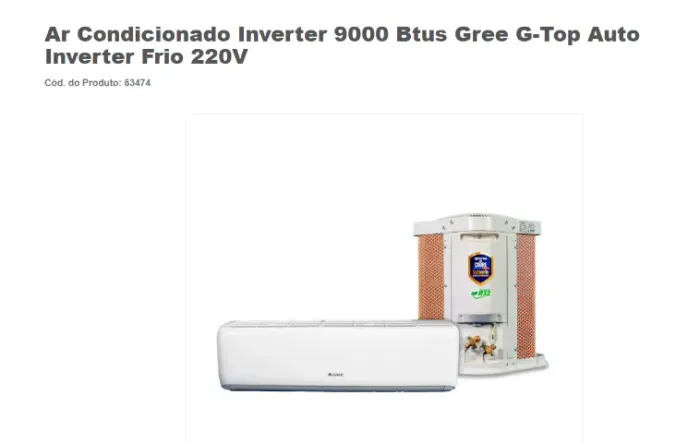 Ar Condicionado Inverter 9000 Btus Gree G-Top Auto Inverter Frio 220V