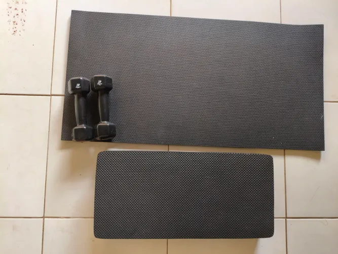 Kit academia haltere + tapete + step