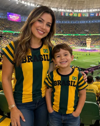 CAMISAS MÃE E FILHOS DO BRASIL COPA DO MUNDO KIT 2 PEÇAS 