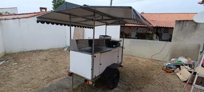 TRAILER REBOQUE PARA LANCHES- BANCADA INOX + TOLDO GRANDE - PRONTO PRA TRABALHAR 