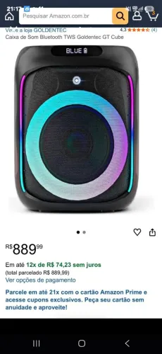 Caixa de som bluetooth goldentec GT CUBE 250W