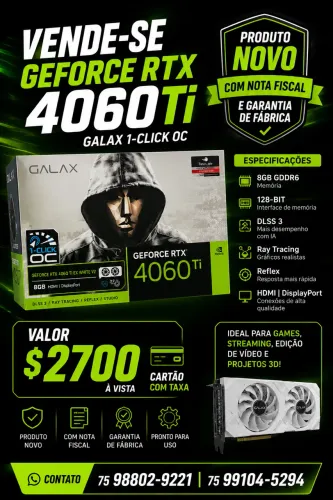 Placa de vídeo RTX 4060 TI White Galax 
