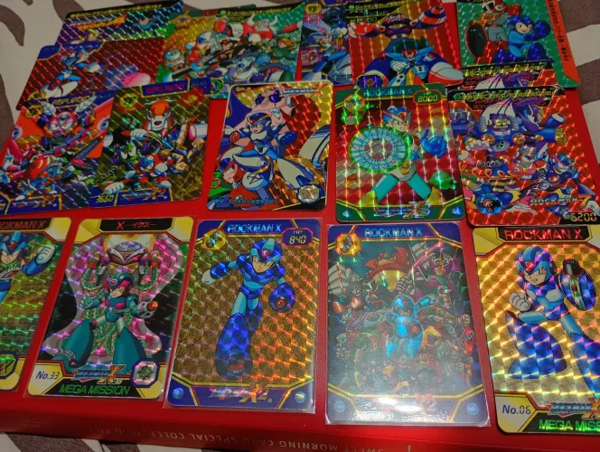 Lote com 28 cartas de Megaman/Rockmanx Bandai vintage  