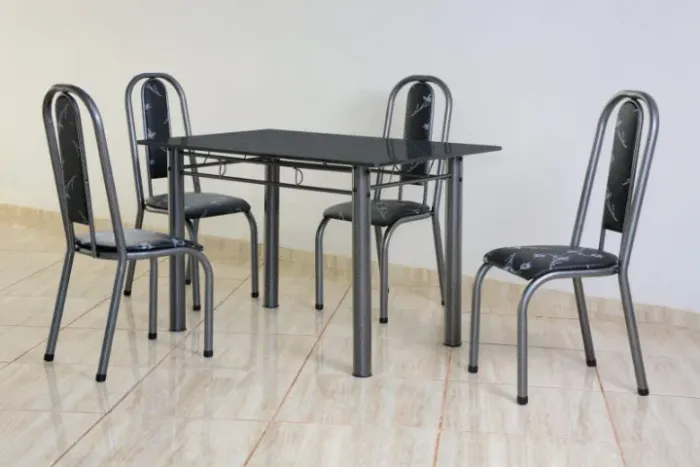 MESA TAMPO DE MÁRMORE COM 4 CADEIRA