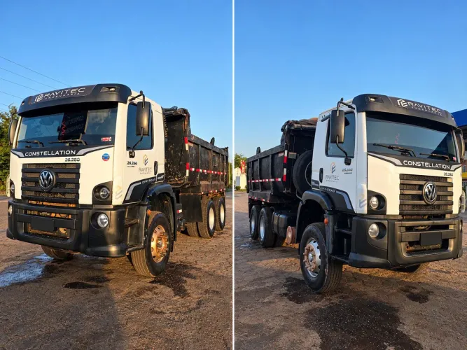 Caminhão caçamba 26280, 6x4, pronto para trabalho
