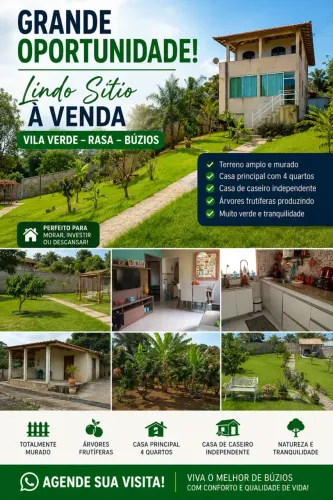 Grande oportunidade-Pequeno sitio a venda no Alto da Rasa em Búzios