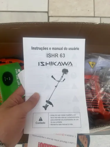 Roçadeira Ishikawa ISHR 63 a Gasolina 63cc + Acessórios e Caixa