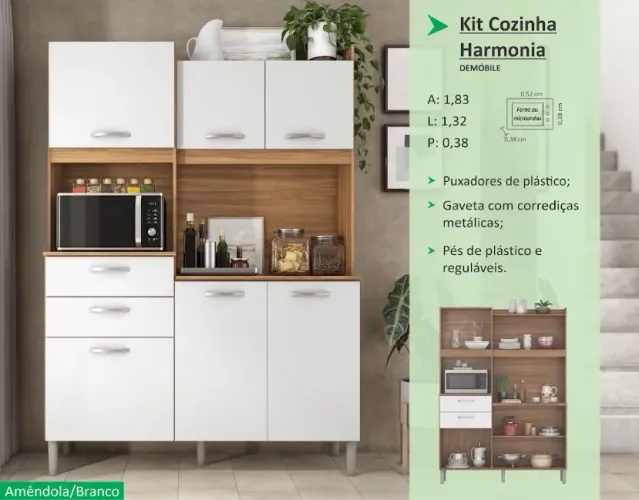 Armário de cozinha Harmonia 1,32m