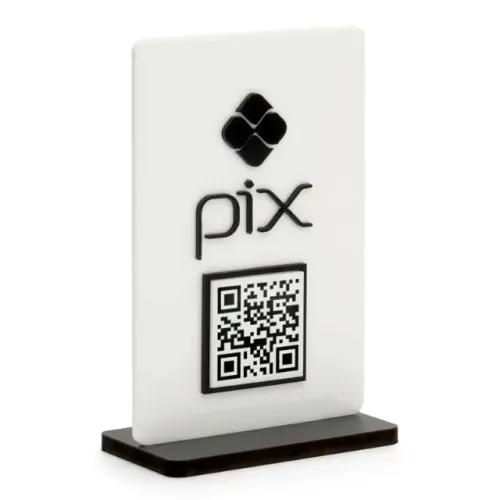 Placa Acrílica Branca QR Code PIX Personalizada