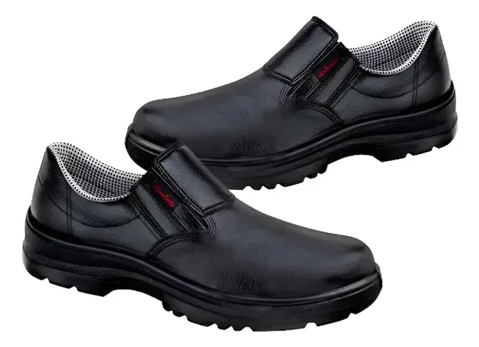 Sapato Conforto Couro Segurança Elástico Epi Ca42631 S Bico