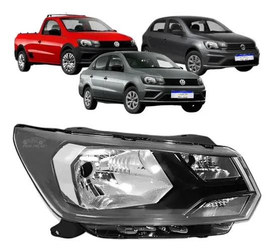 Farol Gol Voyage G8 Saveiro G7 2019 A 2023 Friso Preto Ld Direito/passageiro
