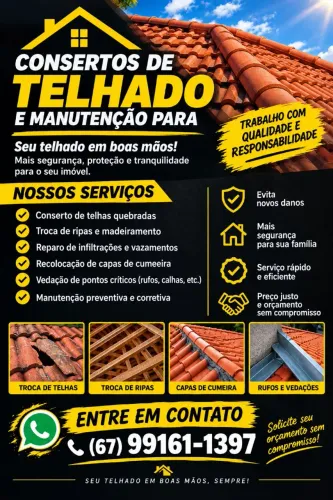 Concerto e manutenções de telhados