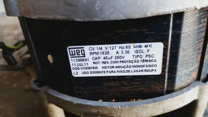 Motor Maquina Lavar Roupas Brastemp Original 1/4 CV (Polia em V) W10367920