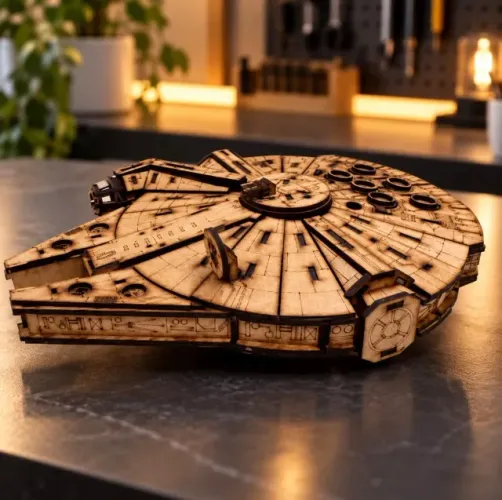 Nave Millennium Falcon Star Wars Em MDF Colecionável Geek