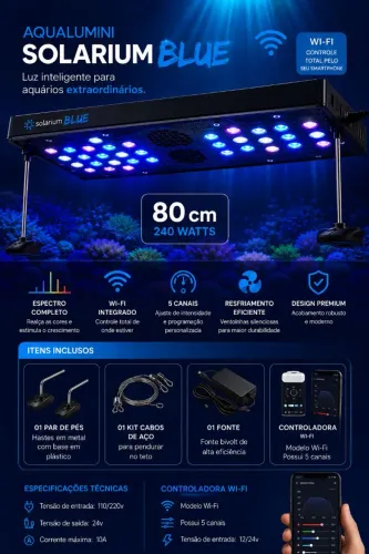 Luminária AquaLumini Solarium Blue Wi-fi 80 cm - 240 watts