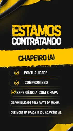 VAGA PARA CHAPEIRO (A) 