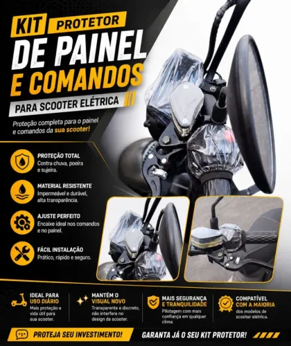 Kit protetor de painel e comandos para scooter elétrica 