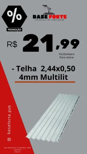 TELHA FIBROCIMENTO 4mm