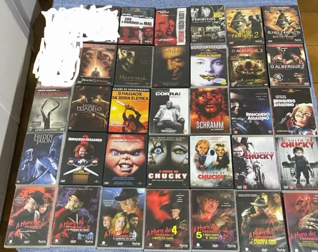 Dvd's brinquedo assassino(chucky) a hora do pesadelo (freddy krugger) entre outros filmes