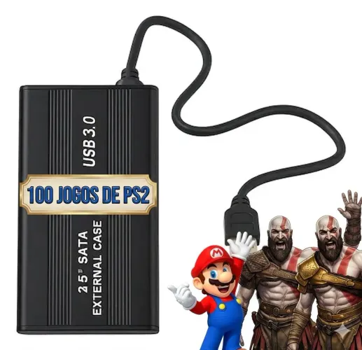 Jogos PS2 HD externo com 100 jogos